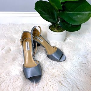 Blue Silk Steve Madden Open-toed Strappy Heels